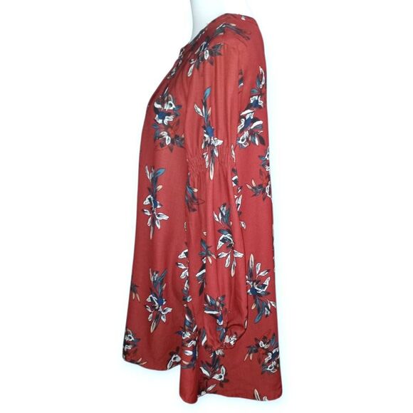 BURGUNDY FLORAL TUNIC DRESS SZ.S EUC - Picture 3 of 7